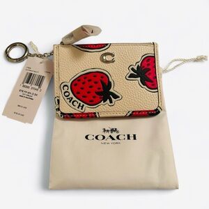 Coach Mini Skinny Id Case With Strawberry Print